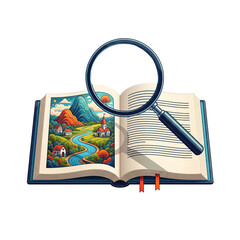 magnifying glass and book