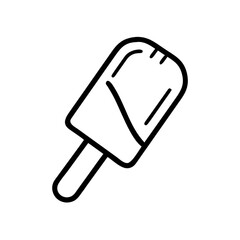 Simple outline drawing of a popsicle with a stick on a white background, isolated