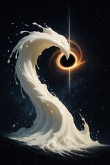 Cosmic Milk Wave in S-Curve over Spiral Galaxy