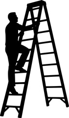 Man climbing ladder svg, People climbing ladder svg, Man climbing ladder silhouette, Man with ladder clipart. 
