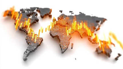Financial Data Points Highlighted On World Map With Clean White Background