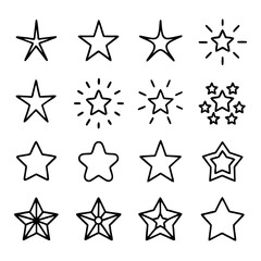 Star outline icons representing various shapes and styles for use in design projects and user interfaces