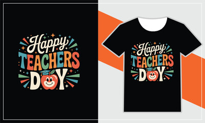 Happy teachers day retro style t shirt design