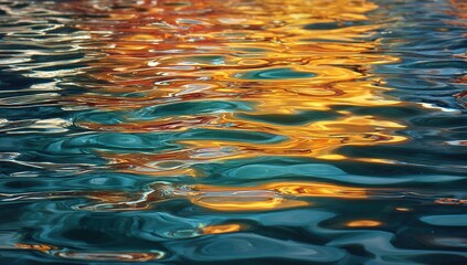 Rippled water reflecting vibrant sunset hues
