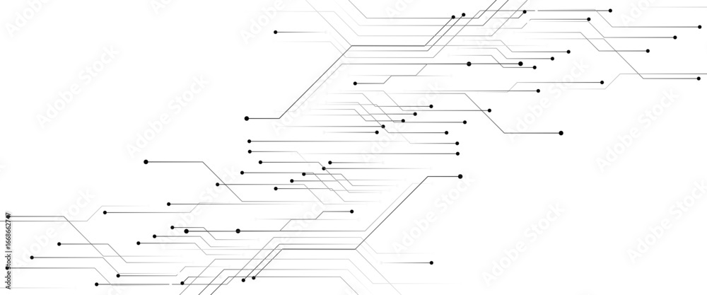 Wall mural vector abstract futuristic white technology dots and lines background