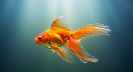 Vibrant orange goldfish in an underwater scene.