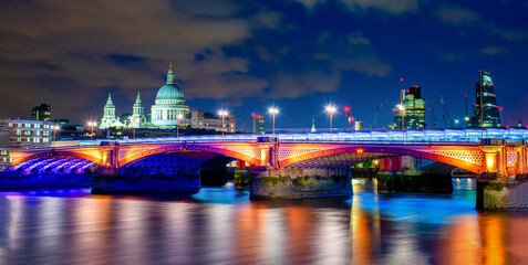 Blackfriars bridge at night, London, UK