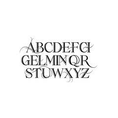 Elegant Ornate Serif Alphabet, Decorative Font Design
