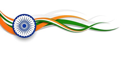 Indian Flag Abstract Design: Elegant Waving Stripes and Ashoka Chakra, Festive, Patriotism