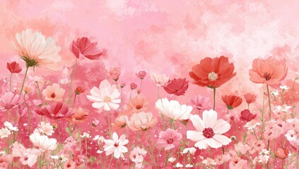 Delicate pink cosmos field