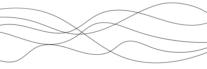 Abstract Black Wavy Line Pattern – Seamless Curved Wave Background Vector Illustration