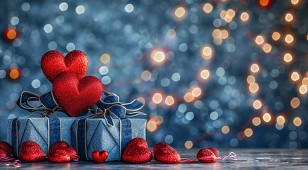 red heart on a blue background