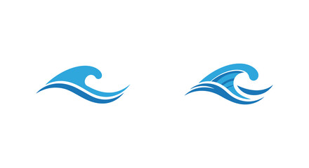 Blue wave logo icons in different styles on white background