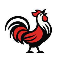Stylized Rooster Crowing Mascot Logo Icon