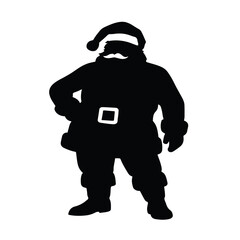 Santa Claus Silhouette Standing with Hand on Hip – Bold Christmas Icon in Black