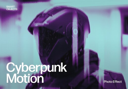 Cyberpunk Motion Photo Effect with Futuristic Sci-Fi Glitch and Neon Distortion