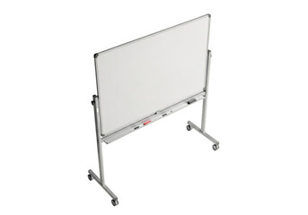 Fototapeta premium Mobile dry erase whiteboard with wheels for presentations and meetings transparent background