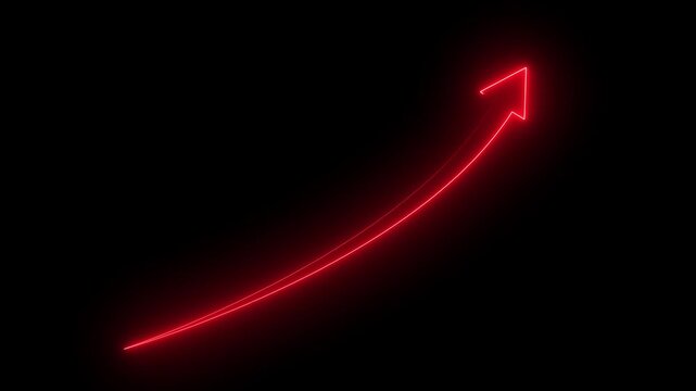 Neon red arrow growth up and down icon on background. business graph animation arrow symbol concept,,