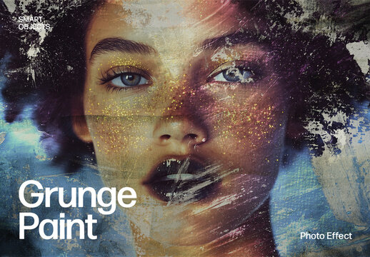 Grunge Paint Photo Effect with Artistic Texture and Abstract Brush Strokes