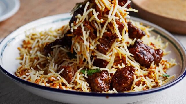 Indian Fragrant Rice Dish , Highly Seasoned Goat and Fowl Biryani Cuisine,