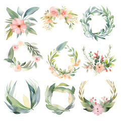Fototapeta premium watercolor flower wreaths
