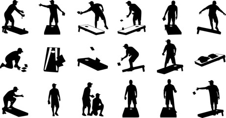 Cornhole players silhouette, Cornhole players svg, Cornhole svg, Cornhole player silhouettes, Cornhole sport silhouettes.