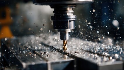 Industrial metalworking process.  Close-up of machine tool
