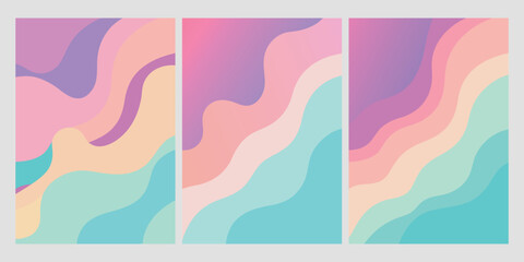 Pastel Gradient Abstract Background Set with Wavy Liquid Shapes and Soft Colors