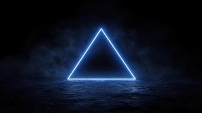 Mystical glowing triangle in smoky darkness: a captivating neon geometric illumination - Powered by Adobe