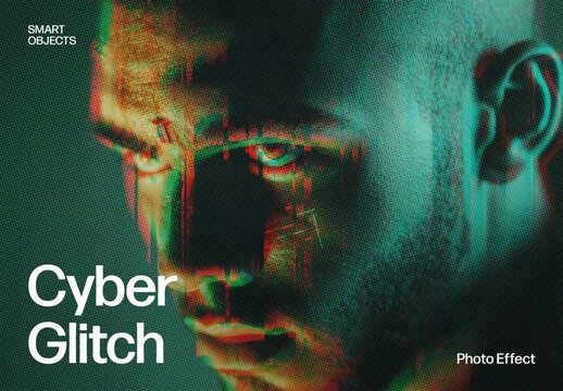 Cyber Glitch Photo Effect with Futuristic Sci-Fi RGB Distortion and Digital Noise