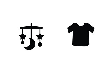 Baby mobile and t-shirt icons simple graphic elements for childrens products and themes