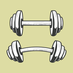 barbell gym set element black and white  design