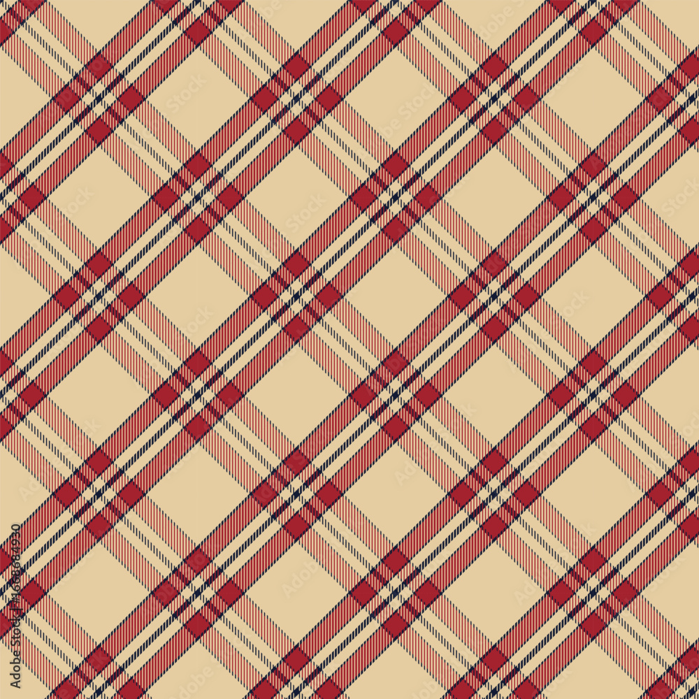 Wall mural plaid with twill weave repeat pattern.gingham seamless pattern in light brown and red.checkered tart
