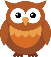 Cute brown owl flat cartoon vector illustration scalable graphic design art