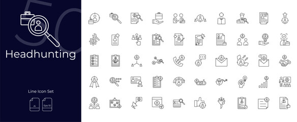 Headhunting Line Editable Icons set. Vector illustration in modern thin line style of Headhunting icons: recruitment, career, candidate, etc