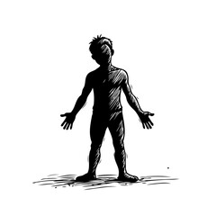 Expressive sketch of a human figure displaying open arms posture with intriguing artistic