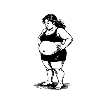 Illustrative depiction of a woman portraying body positivity against a plain backdrop showcasing