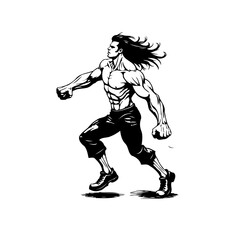 Intense illustration featuring a muscular man in action a dynamic character design concept perfect