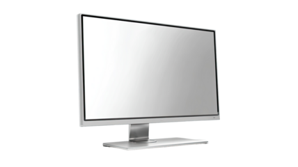 Silver computer monitor with blank screen