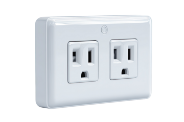 White electrical outlet, two-prong, wall mount