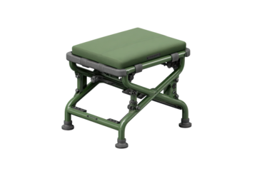 Olive-green portable stool with adjustable frame