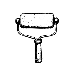 Monochrome paint roller illustration showcasing craftsmanship and artistic application in