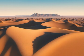 Naklejka premium Vast desert sand dunes landscape at sunrise
