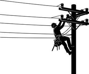 Lineman svg, Power lineman silhouette, Electrician svg, Electrical lineman svg, Lineman silhouette, Lineman climbing silhouette, Power lineman svg, Line worker silhouette