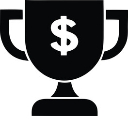 Money trophy icon winning symbol finance success award symbol cash prize victory champion gift trophy