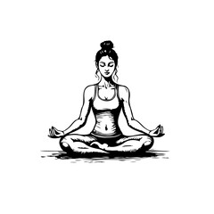 Serene woman in lotus position finds inner peace through mindful yoga practice illustration for