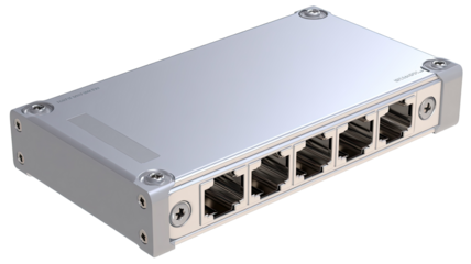Metallic network device box with 6 ports