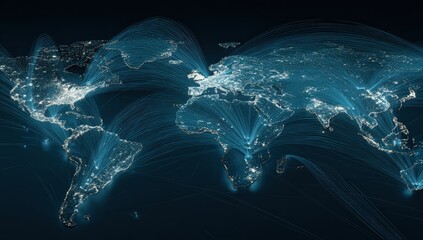 Global network map.  World connections