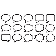 Fototapeta premium Speech & Thought Bubble Outline Set – Comic Style Black and White Grid with Dialogue, Thought, and Exclamation Shapes