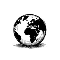 Obraz premium Stylized monochrome depiction of planet earth showcases geography emphasizing continental